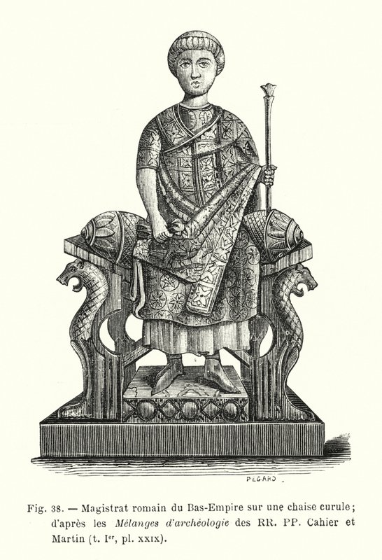 Roman magistrate of the Late Empire on a curule chair; from the Archaeological Miscellanies of RR PP Cahier and Martin by French School