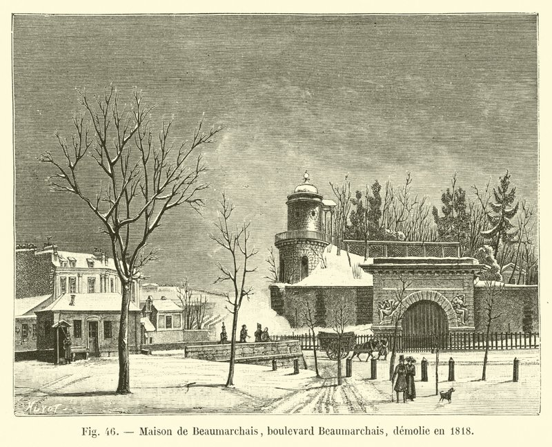 House of Beaumarchais, Beaumarchais Boulevard, Demolished in 1818 by French School