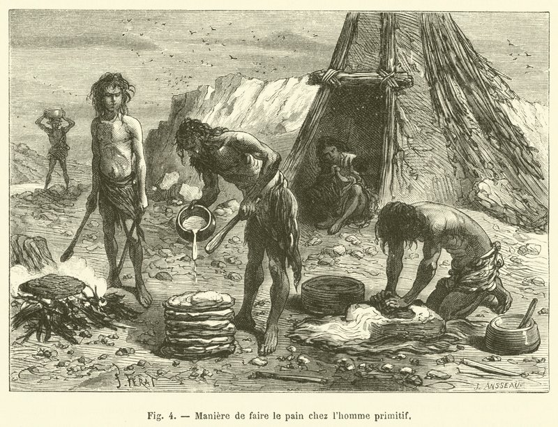 How to Make Bread in Primitive Times (engraving) by French School