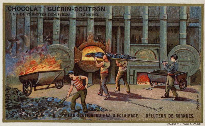 Manufacturing gas for lighting. Removing coke from the retorts by French School