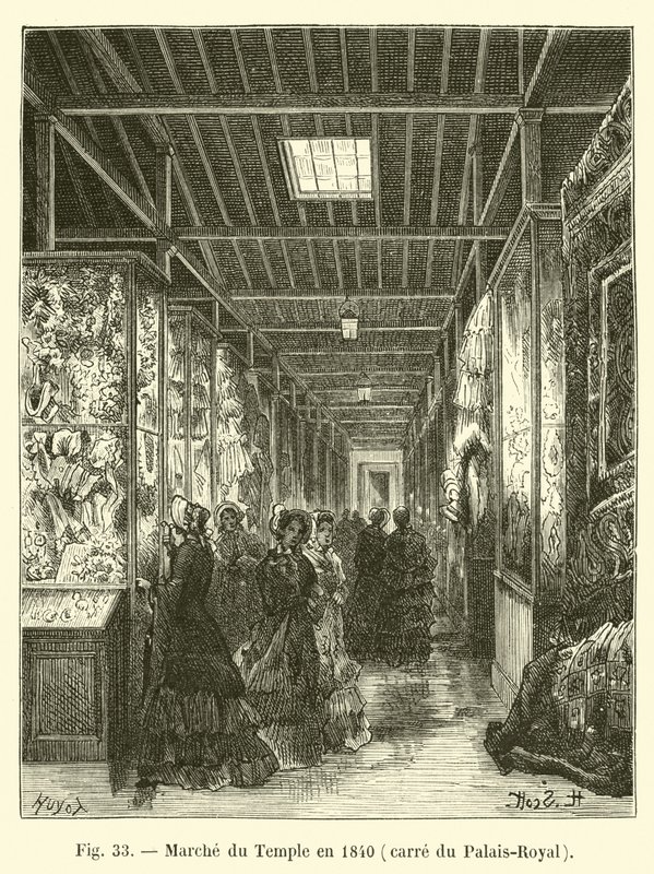Temple Market in 1840, Palais-Royal Square by French School