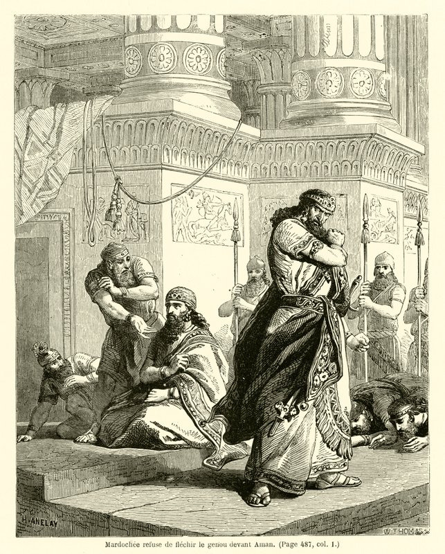 Mordecai Refuses to Bow to Haman by French School