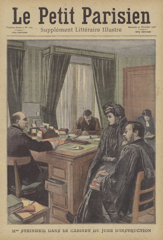 Marguerite Steinheil in the Office of the Judge by French School