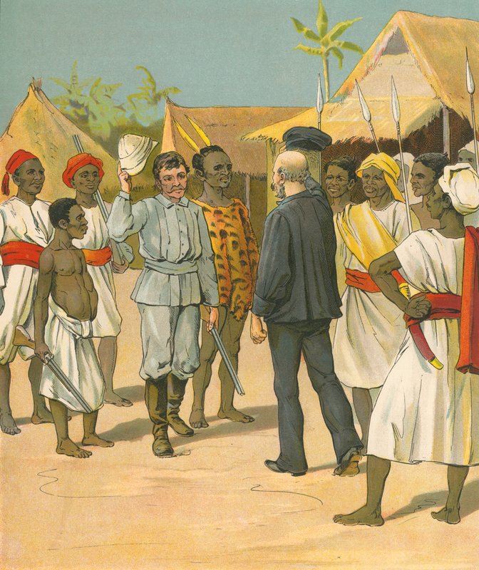 Meeting between Stanley and Livingstone by French School