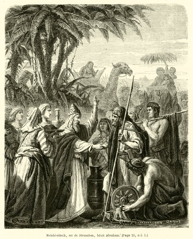 Melchizedek, King of Jerusalem, Blesses Abraham by French School
