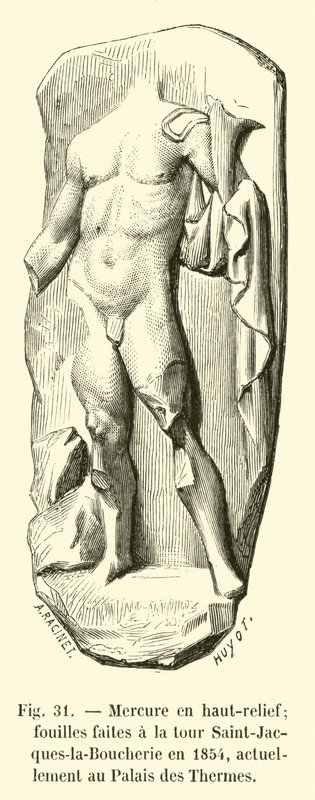Mercury in High Relief; Excavations at the Tour Saint-Jacques-la-Boucherie in 1854, Currently at the Palace of the Thermes by French School