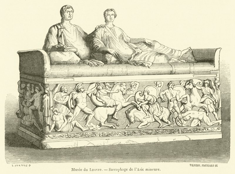 Louvre Museum, Sarcophagus of Asia Minor (engraving) by French School