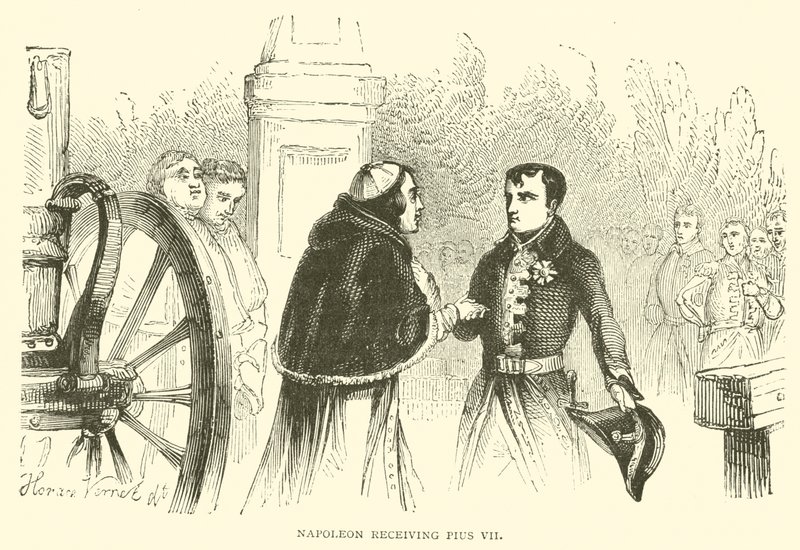 Napoleon receiving Pius VII by French School