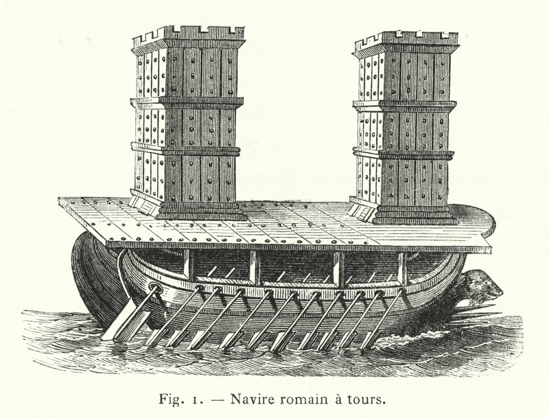 Roman Ship with Towers by French School
