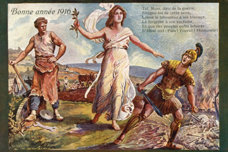 New Year Greetings Card Hoping for Peace by French School