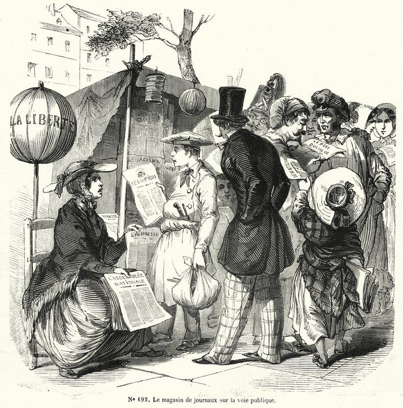 Newspaper stand on a public thoroughfare by French School
