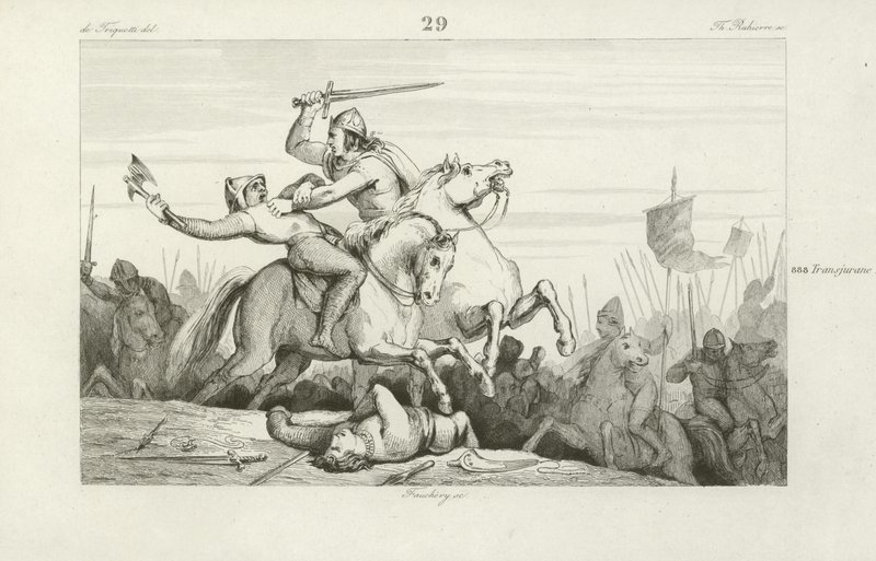 Odo, King of Western Francia, battling the Vikings by French School