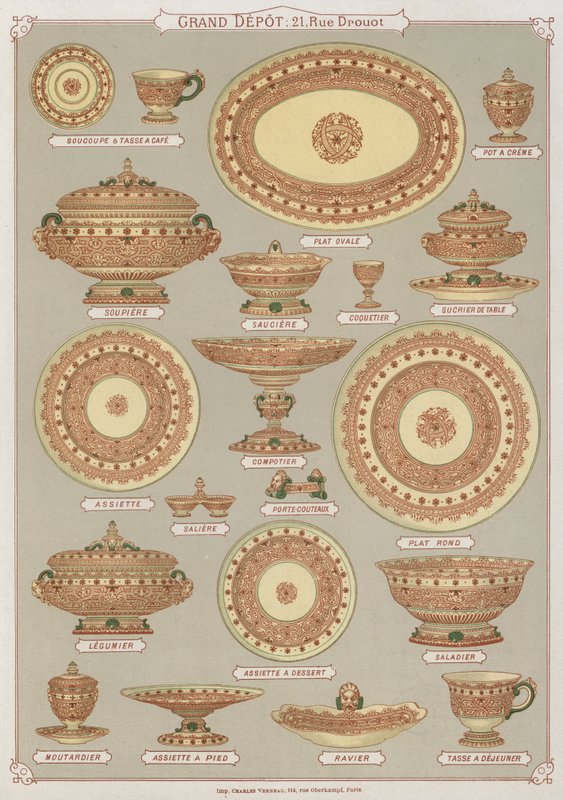 Page from the Catalogue of the Grand Depot of Porcelains, Faiences and Glassware by French School