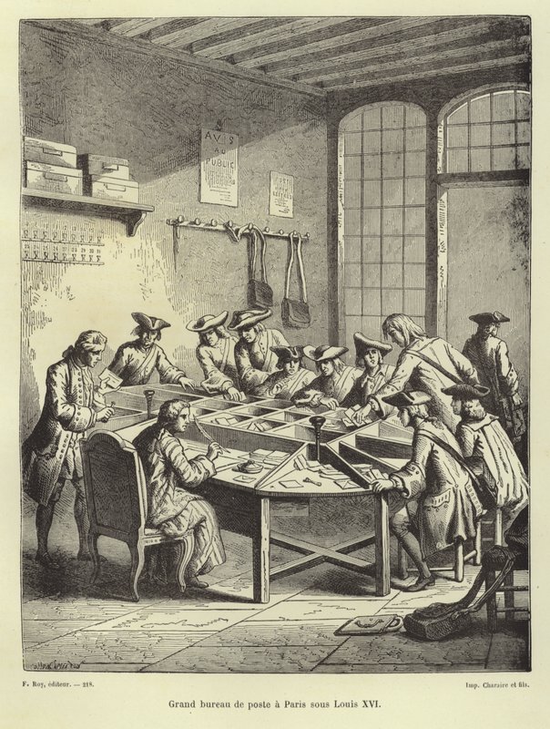 Paris post office under Louis XVI by French School