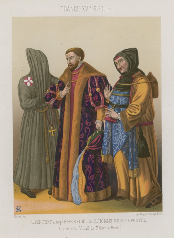 Penitent in the Time of Henry III with a Noble Man and Priest by French School