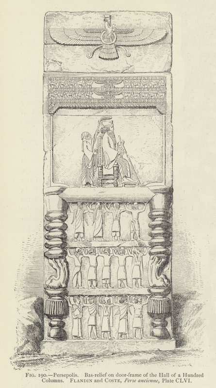 Persepolis, Bas-Relief on Door-Frame of the Hall of a Hundred Columns by French School