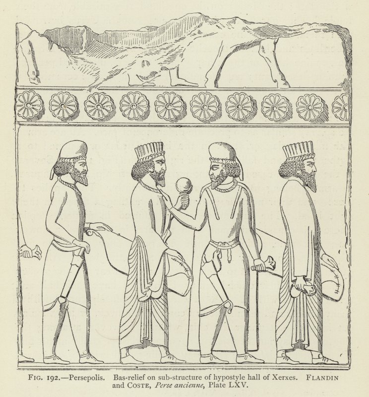 Persepolis, Bas-Relief on Sub-Structure of Hypostyle Hall of Xerxes by French School