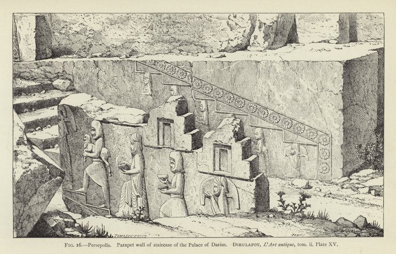 Persepolis, Parapet Wall of Staircase of the Palace of Darius by French School