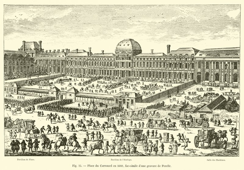 Place du Carrousel in 1680, Facsimile of an Engraving by Perelle by French School