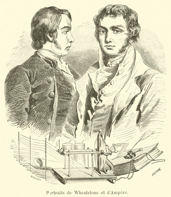 Portraits of Wheatstone and Ampere by French School