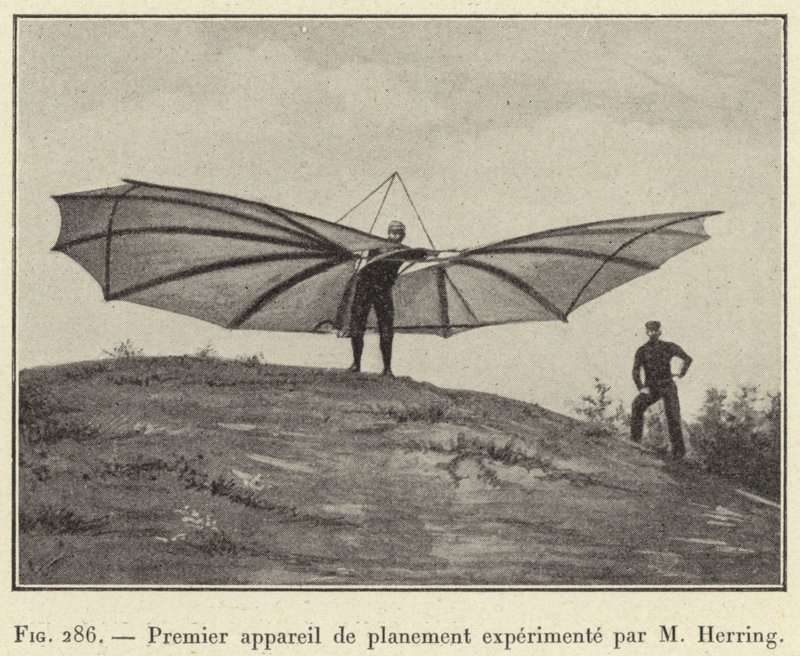 First Gliding Apparatus Experimented by M. Herring by French School