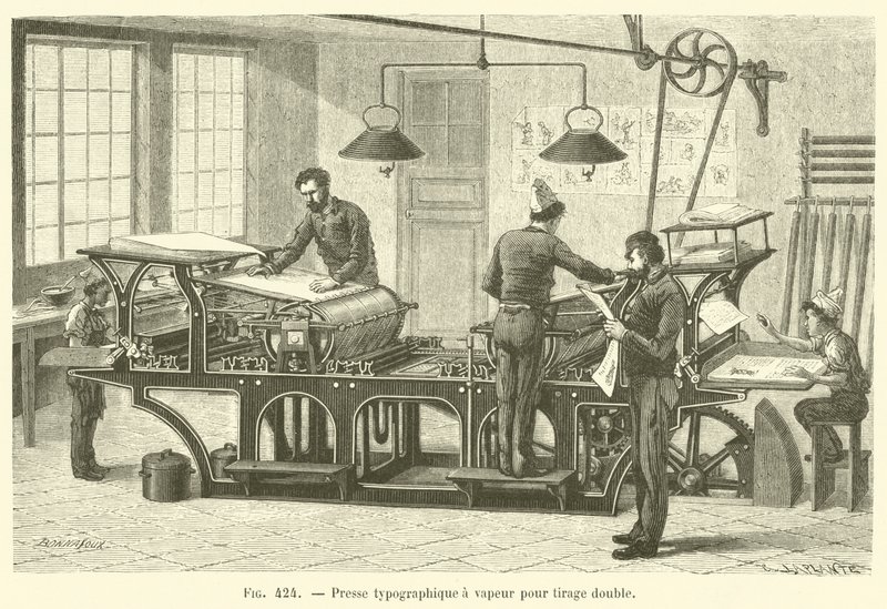 Steam Printing Press for Double Printing by French School
