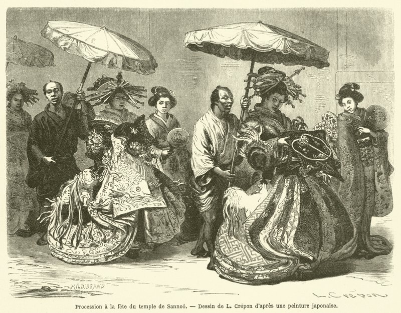 Procession at the Sanno Temple Festival by French School
