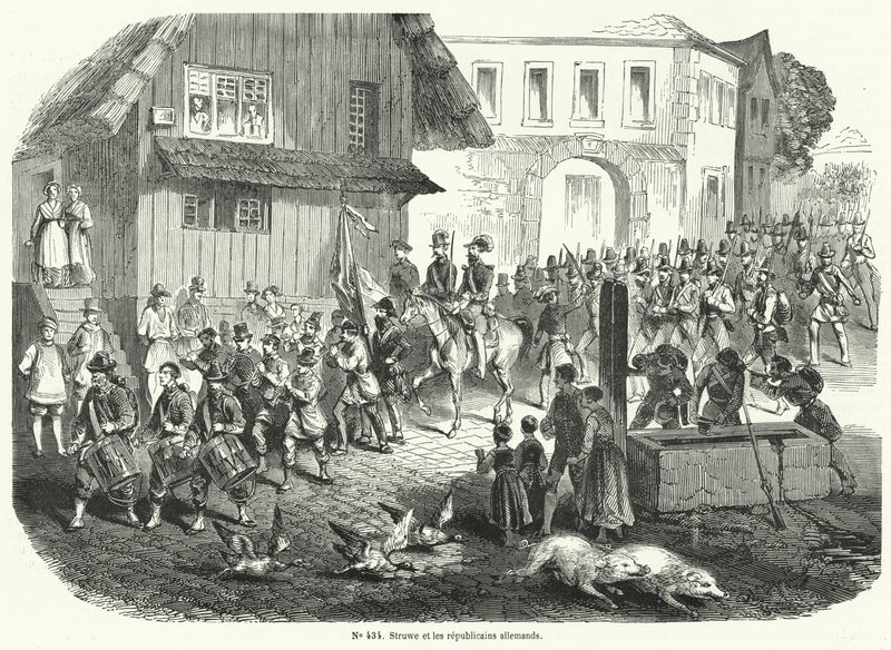Procession of Gustav Struve and German Republicans, Revolution of 1848 by French School