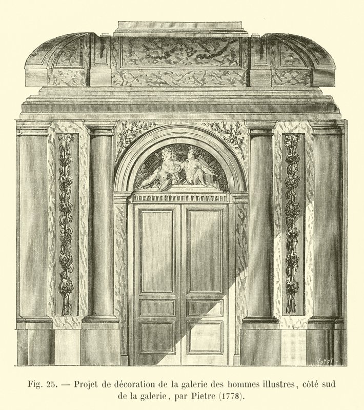 Decoration Project for the Gallery of Illustrious Men, South Side of the Gallery, by Pietre, 1778 by French School