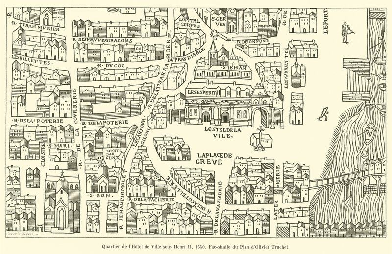 Quarter of the Hotel de Ville under Henry II, 1550, Facsimile of Olivier Truchet