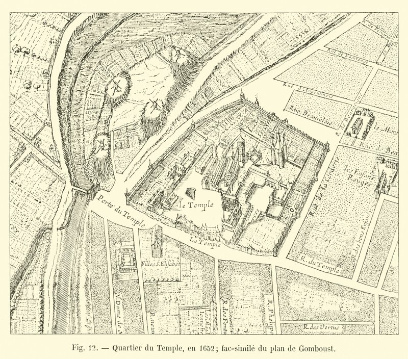 Temple Quarter, in 1652; facsimile of the plan by Gomboust by French School