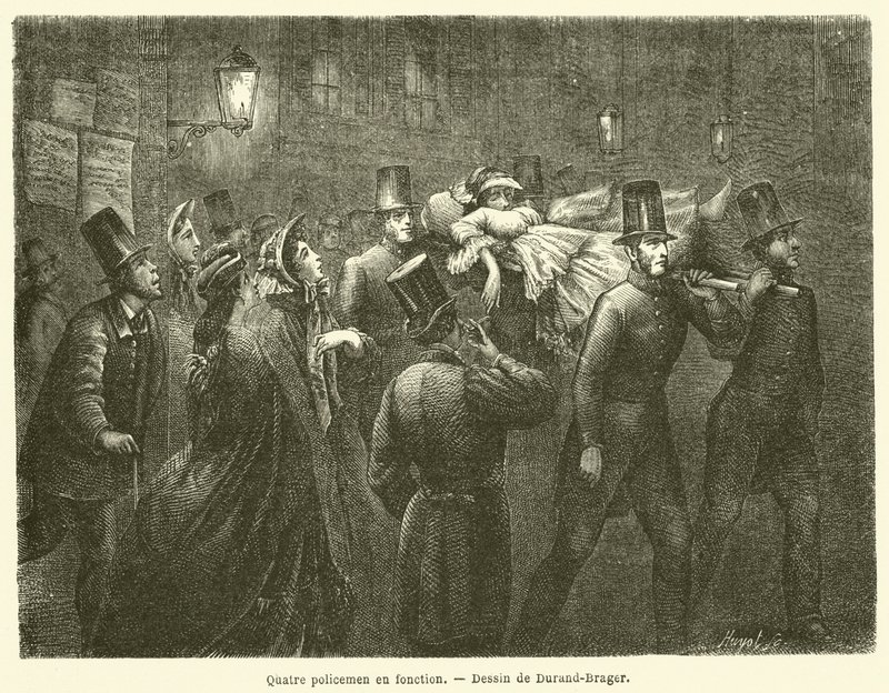 Four Policemen on Duty (engraving) by French School