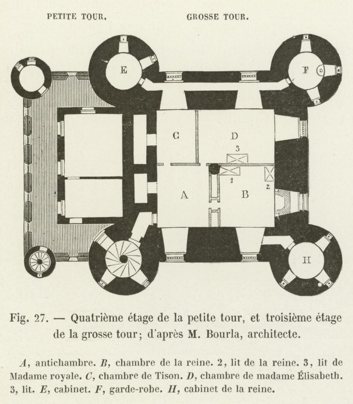 Fourth floor of the small tower, and third floor of the large tower; after Mr. Bourla, architect by French School
