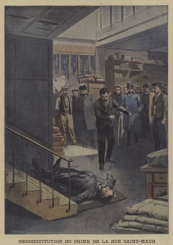 Reconstruction of a murder in Rue Saint-Maur, Paris by French School