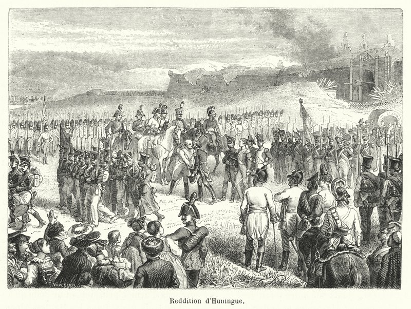 Surrender of Huningue (engraving) by French School