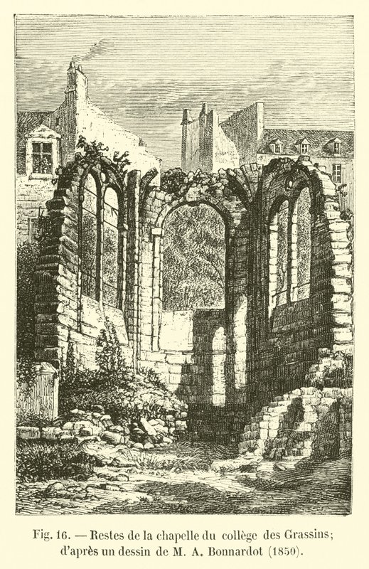 Remains of the chapel of the College of Grassins; after a drawing by Mr. A. Bonnardot, 1850 by French School