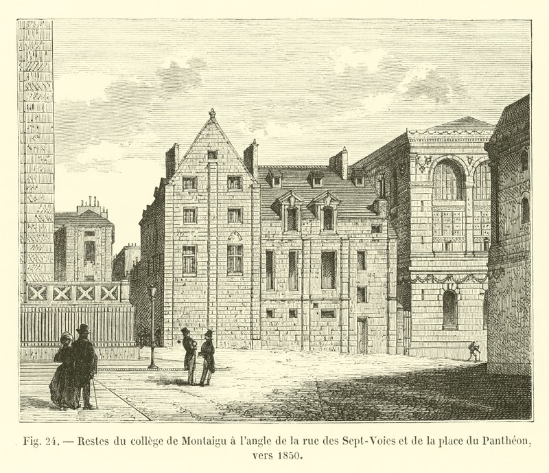 Remains of the College of Montaigu at the corner of rue des Sept-Voies and Place du Pantheon, around 1850 by French School