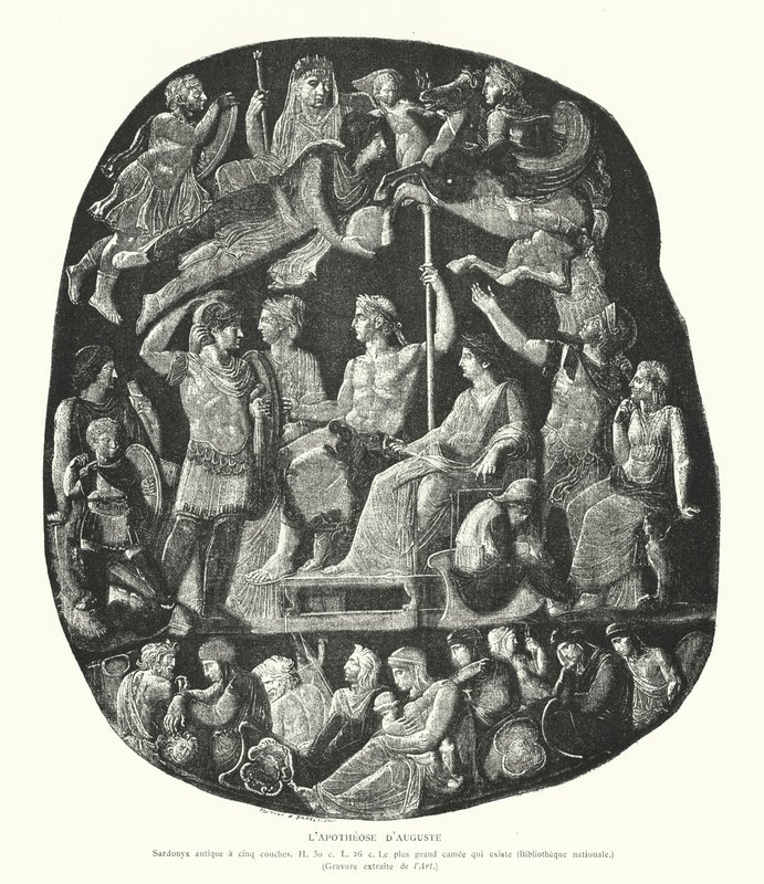 Roman Onyx Cameo Depicting the Apotheosis of the Emperor Augustus by French School