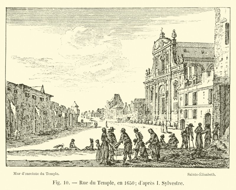 Rue du Temple, in 1650; after I. Sylvestre by French School