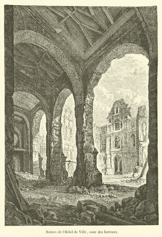 Ruins of the City Hall, courtyard of the offices by French School