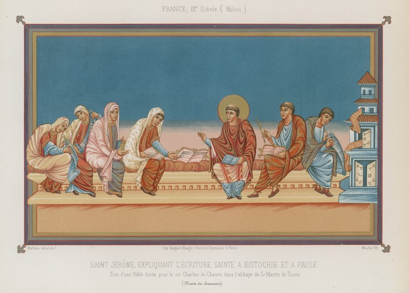 Saint Jerome explaining the Holy scripture by French School