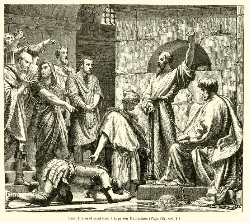 Saint Peter and Saint Paul in the Mamertine Prison (engraving) by French School