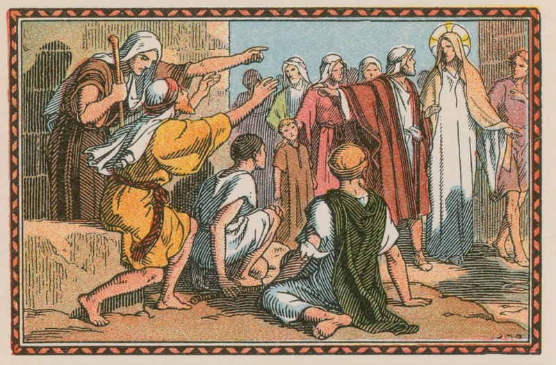 Scene from the Life of Jesus (coloured engraving) by French School