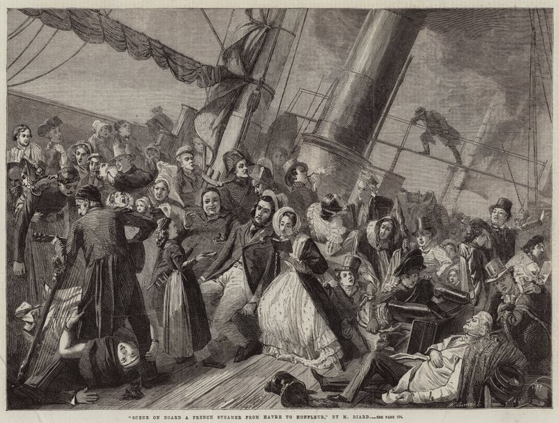 Scene on Board a French Steamer from Havre to Honfleur by French School