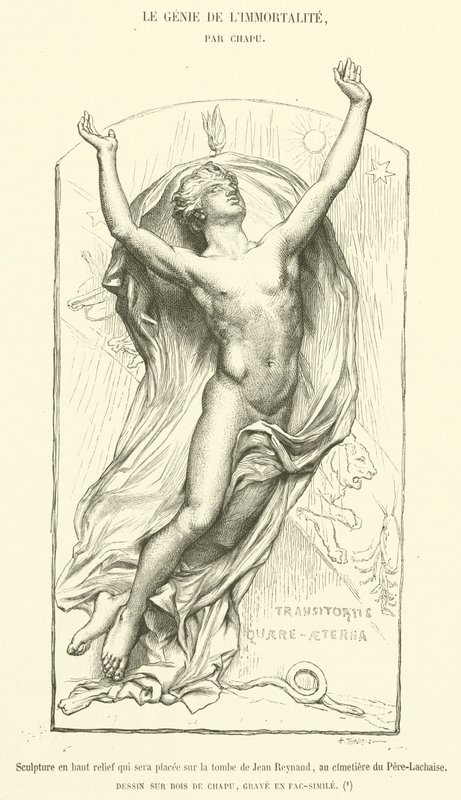 High Relief Sculpture to be Placed on the Tomb of Jean Reynaud, at Pere-Lachaise Cemetery (engraving) by French School