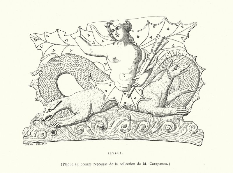 Scylla, Ancient Greek bronze plaque by French School