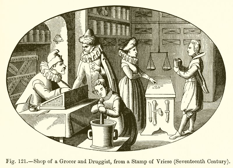 Shop of a Grocer and Druggist by French School