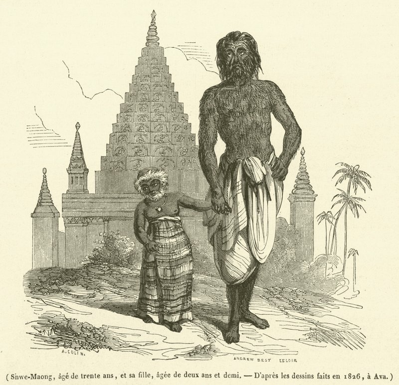Shwe-Maong, aged thirty, and his daughter, aged two and a half by French School