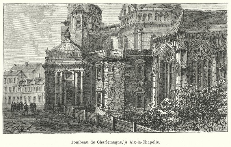 Site of the tomb of the Emperor Charlemagne, Aachen Cathedral, Germany by French School