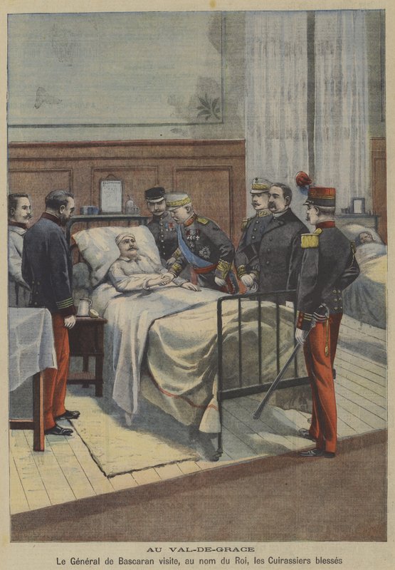 Spanish General Jose de Bascaran visiting wounded cuirassiers in the name of King Alfonso XIII at the Val-de-Grace military hospital in Paris by French School